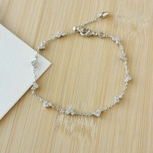Kendra Scott Haven Heart Silver White Crystal Chain Bracelet 🎉